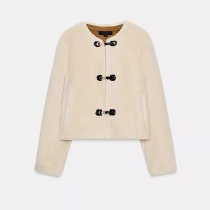 Zara FAUX FUR JACKET WITH FIREMAN CLASPS
